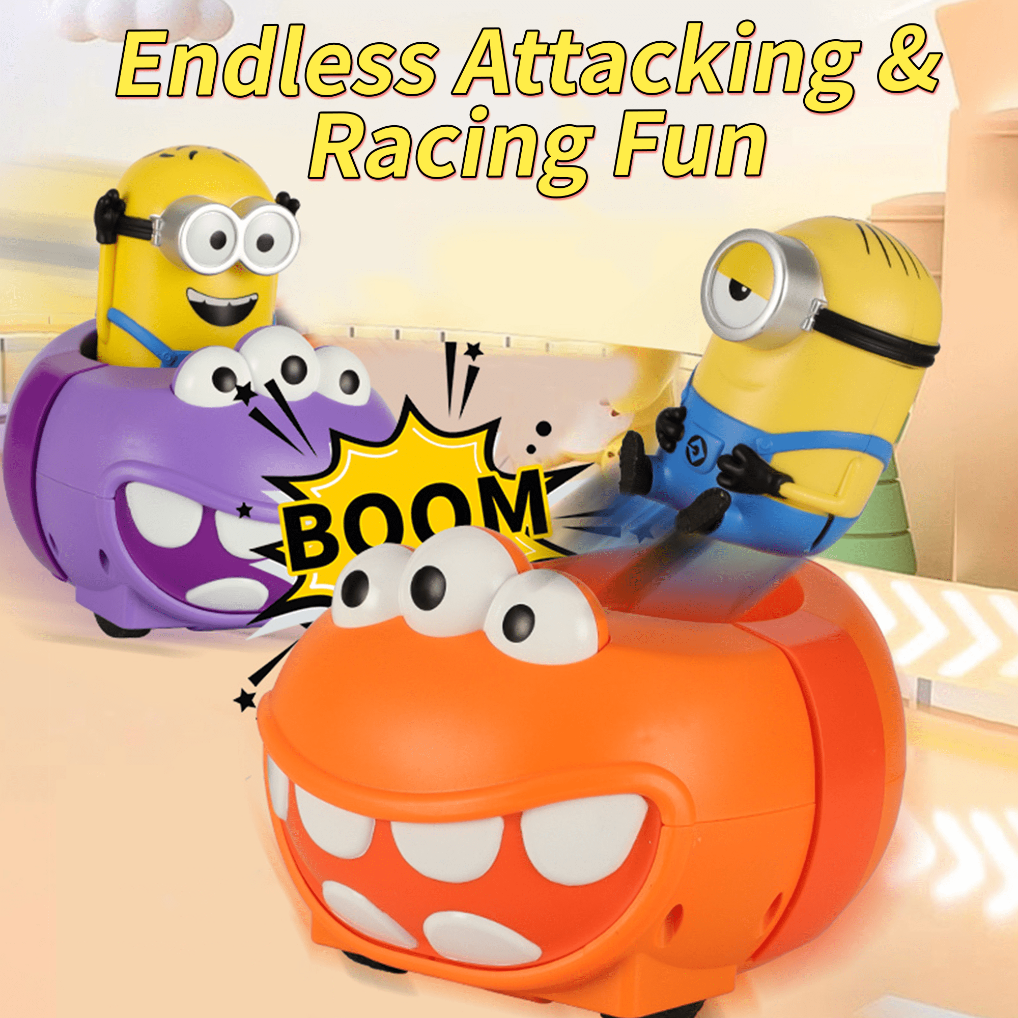 YOLOPARK Minions 2 PC Remote Control Car,Despicable Me RC Bumper Cars with Light & Sound Effect, Kids Toy for Boys and Girls