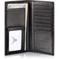 thumbnail image 2 of Slim Leather Long Wallet for Men & Women, Italian Calfskin, Breast Pocket Wallet for Checkbook, Credit Cards (Black), 2 of 7