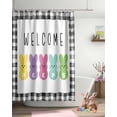 thumbnail image 2 of Easter Shower Curtain Welcome Peeps Bunny Shower Curtains for Bathroom Decor Black Buffalo Plaid Bath Curtains Sets for Spring Easter Bathroom Decor Fabric Waterproof Extra Long 72" X 84", 2 of 5