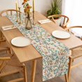 thumbnail image 3 of Teal Orange Eucalyptus Table Runner - 120 Inch Long Spring Botanical Leaves Cotton and Linen Blended Dress Scarves Farmhouse Table Runner for Kitchen Dining, Coffee Table, 13" x 120", 3 of 8
