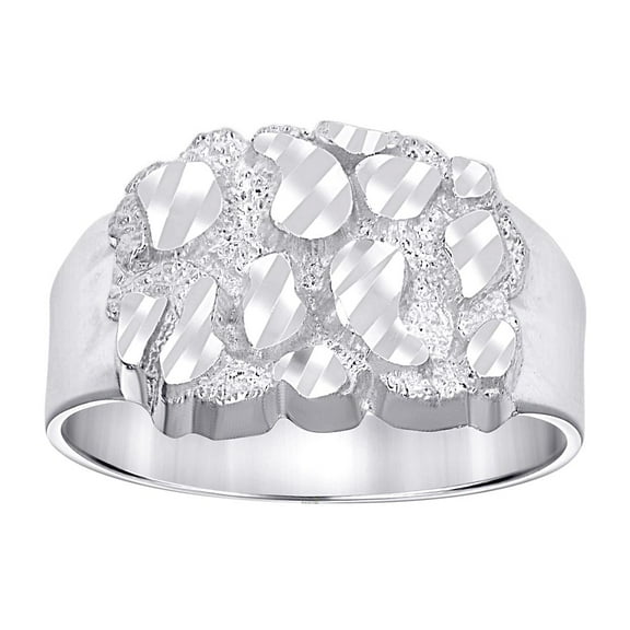 925 Sterling Silver Unisex Nugget Fashion Ring 15x6.7mm Wide Size 11 Ring for Women - 3.8 Grams