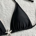 thumbnail image 5 of Sevevn Women's 3 Piece Bikini Set Halter Triangle Top with Side Tie Bottom and Textured Cover Up Shorts Black M, 5 of 6