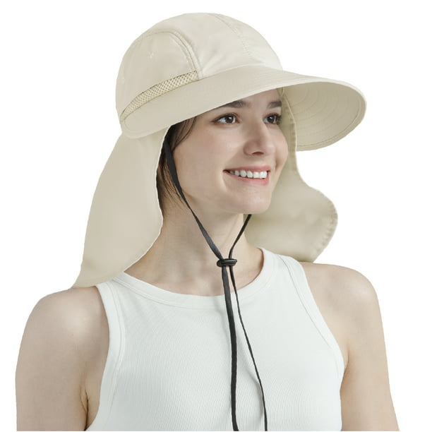 SUN CUBE Women Sun Hat Neck Flap Cover, UV Protection Wide Brim Fishing ...