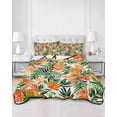 thumbnail image 3 of Orange Green Tropical Leaves Queen Size Down Alternative Comforter, Lightweight Comforter Quilt Bedding Set with Pillow Shams Summer Palm Floral All Seasons Bed Comforter Duvet Insert 90"x96", 3 of 7