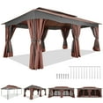 12x20 Heavy Duty Canopy Gazebo Outdoor Gazebo with 6 Netting and