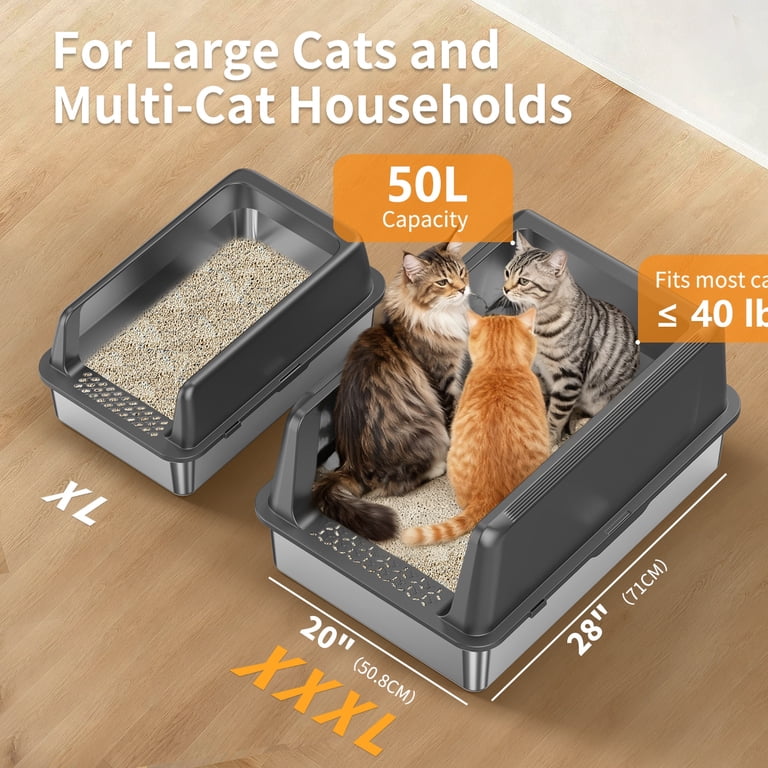 Bug Hull Jumbo Stainless Steel Litter Box, 28" Extra Large photo 5