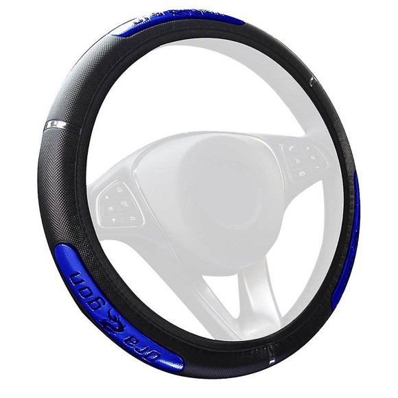 Premium 100% New Anti-Slip Breathable Mesh Car Steering Wheel Cover - Black & Blue, Comfortable Wearable Design, Perfect Fit for 37-38CM Diameter Wheels, Ideal Auto Interior Decoration Accessory