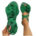 thumbnail image 7 of Miluxas Women's Ankle Strap Bow Sandals Criss Cross Open Toe Bowknot Dressy Beach Flat Sandals Green 8.5(41), 7 of 7