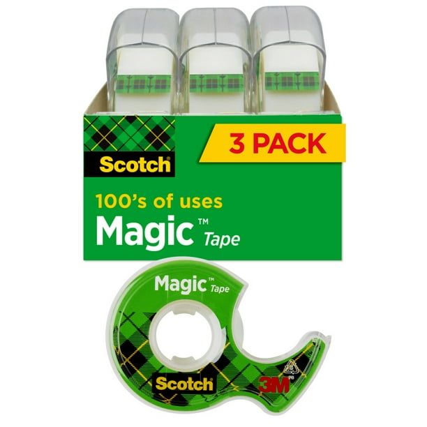 Scotch Magic Tape Dispensers, Clear, 3/4 in. x 300 in., 3 Dispensers