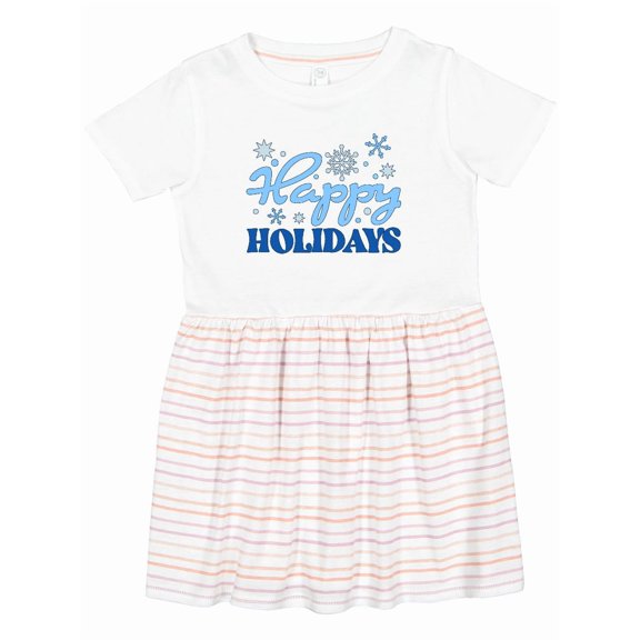Inktastic Happy Holidays Blue Snowflakes Girls Toddler Dress