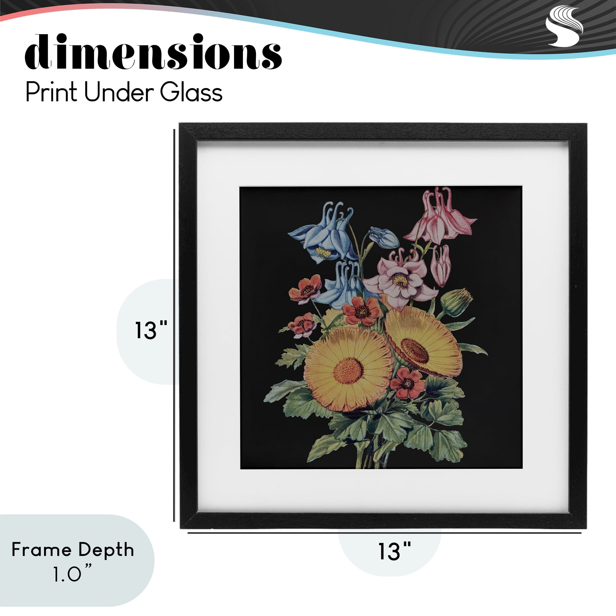 Stupell Industries Vintage Bouquet Study on Black Black Framed Print Under Glass, design by Dan Meneely
