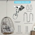 thumbnail image 2 of Hammock Hanging Kit with Swing Chain, Stainless Steel 1000lb Heavy Duty Capacity Hammock Hooks, HYASIA 360° Swivel Hanging Kit for Trapeze, Yoga, Boxing Bag, Hammock Chair, Porch, Gym, 2 of 7