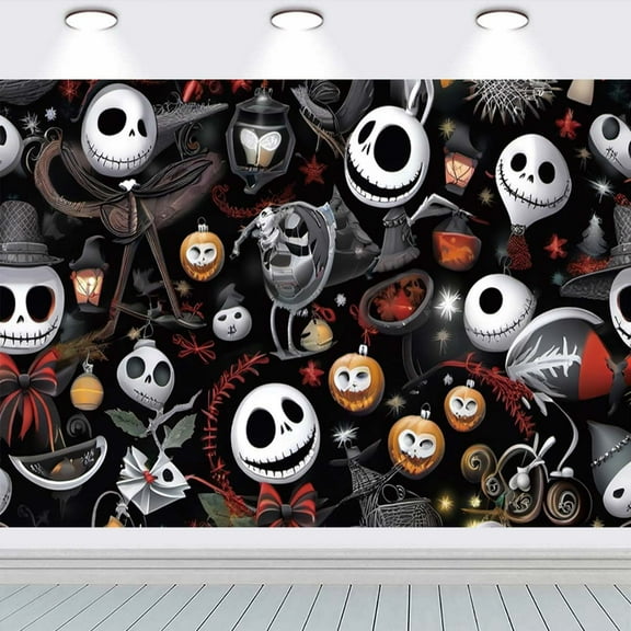 Nightmare Before Christmas 2 Backdrop Taspestry Wall Decor Banner Party Supplies Poster Birthday Decorations Background for Photography Taspestry