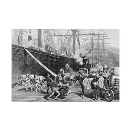 - Dock Workers Loading Horse Drawn Goods to Ship Print Wall Art