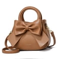 thumbnail image 2 of Modstep Women Mini Crossbody Purses Fashion Bow Leather Top Handle Shoulder Bags with Detachable Strap Ladies Daily Handbags Brown, 2 of 6
