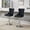 Black with Silver Leg, variant on 2-Piece Velvet Swivel Bar Stools, Adjustable Counter Height Dining Bar Chairs with Tufted Backrest and Nailhead Trim for Kitchen Island (Black with Silver Leg)