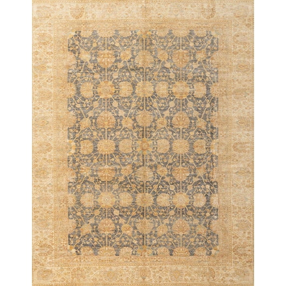 Ahgly Company Indoor Rectangle Abstract Yellow Oriental Area Rugs, 2' x 3'