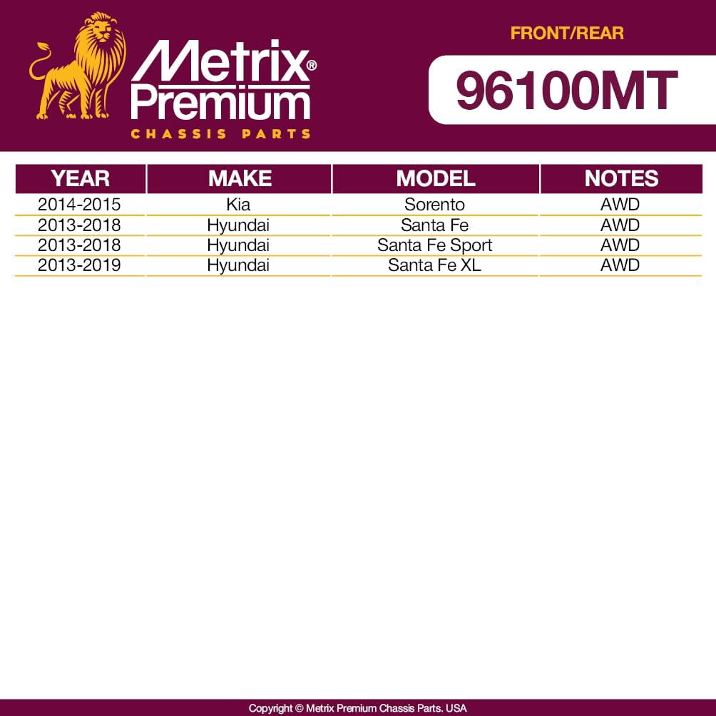 Metrix Premium Chassis Parts - 4 PC Front Sway Bar Stabilizer End Link & Rear Sway Bar Stabilizer End Link Kit Fits 2014-2015 Kia Sorento, 2013-2018 Hyundai Santa Fe AWD, K750665, K750664, K750659
