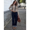 thumbnail image 6 of Women's Casual College Style Short Argyle Knit Cardigan, Long Sleeve Round Neck Sweater, Suitable For Winter Wear, Wool Blend Fall, 6 of 9