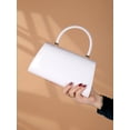 thumbnail image 2 of RUMANLAND Women's White Patent Leather Evening Bag, Top Handle Clutch Purse with Glossy Finish and Elegant Structured Design, 2 of 7