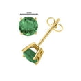 thumbnail image 2 of Mauli Jewels Ear Rings for Women 0.86 Carat 5MM Round Shape Emerald Earrings Carat 14k Yellow Gold 4 Prong, 2 of 4