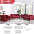 thumbnail image 2 of Pon Living 3 Piece Modern Velvet Upholstered Living Room Set with 3-Seater Sofa,Loveseat and Chair, 2 of 7