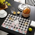 thumbnail image 3 of Easter Bunny Placemats Set of 4, Vintage Watercolor Eggs Flower Black Plaid Placemats for Dining Table, Place Mats for Kitchen Tabletop, Waterproof Wipeable Dining Table Mats Set, 3 of 9