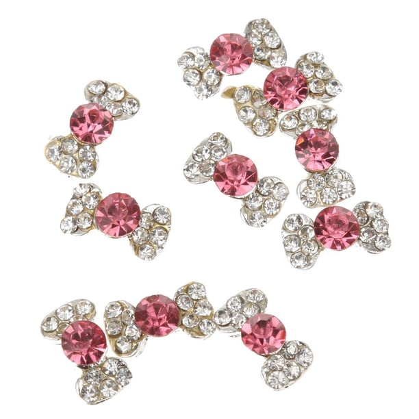 10 piezas. 3D Glitter Bowknot Nail Stickers Bow Rhinestone Sticker Decoración - roja Yuyangstore Nail Art encanto