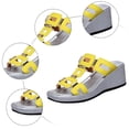 thumbnail image 6 of Rokment Metallic Silver Platform Wedge Slides Dress Sandals for Women Ladies 2026 Summer Trendy Graphic Leather Square Toe Chunky High Heels Casual Slippers Yellow Size 6, 6 of 8