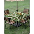 thumbnail image 3 of Outdoor Tablecloth with Umbrella Hole and Zipper, St Patrick's Day Square Table Cloth 54x54 Inch Waterproof Tablecloth, Green Lucky Gnomes Retro Green White Stripes Picnic Table Cover for Patio, 3 of 7