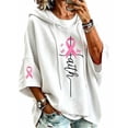 thumbnail image 2 of gzxflxpge Breast Cancer Shirts for Women In Octobe We Wear Pink Ribbon Print Pullover Top Casual Breathable 3/4 Sleeve Drawstring Hoodies Tees White XL, 2 of 7