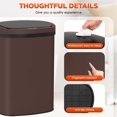 thumbnail image 6 of CL.HPAHKL 13 Gallon Kitchen Trash Can, Touchless Motion Sensor Trash Can 50 Liter High-Capacity Automatic Trash Cans Stainless Steel Garbage Can with Lid for Home Bathroom Bedroom Office, Brown, 6 of 7