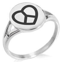 Stainless Steel Peace & Love Minimalist Oval Top Polished Statement Signet Ring