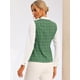 thumbnail image 3 of Blusa A Cuadros De Manga Larga Con Cuello De Pajarita Para Mujer Verde Claro S, 3 of 5