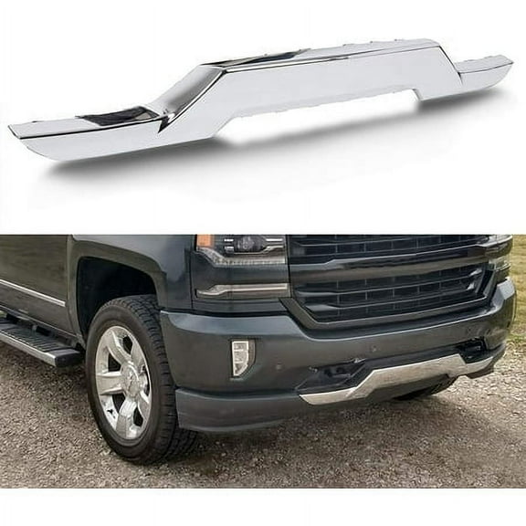 Kojem Front Bumper Skid Plate Impact Bar Chrome Compatible with 2016-2019 Chevy Silverado 1500 Cab Pickup Replacement For 23243083 GM1044128