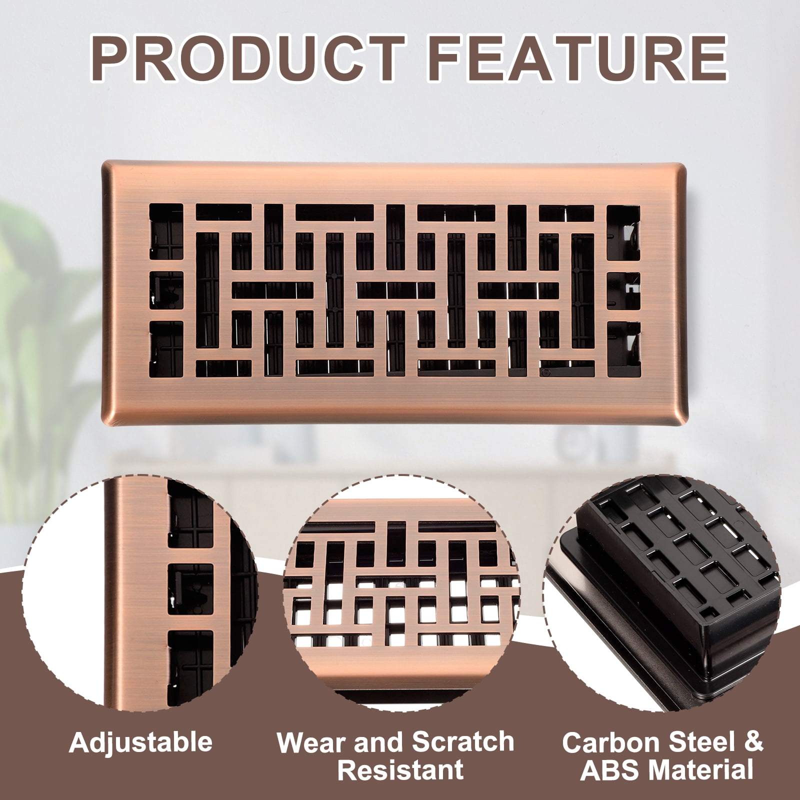 2Pack 4"x12" Floor Register, Heavy Duty Adjustable Floor Vents, Oil Rubbed Bronze