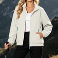 thumbnail image 3 of Women's Windbreaker Jackets without Hood Full Zip Stand Lapel Collar Windproof Waterproof Nylon Fall Coat (M, Beige), 3 of 7