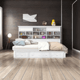 thumbnail image 2 of Twin Size Wood Daybed with Multi-Storage Shelves, Charging Station and 3 Drawers, Wood Bed Frame with Storage Headboard and Shelves, Storage Platform Bed for Bedroom Small Room, 2 of 9