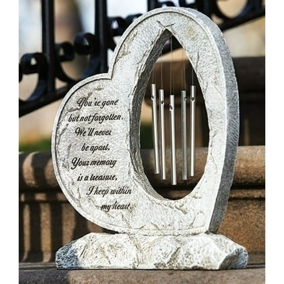 Roman Your Memory Treasure Within Heart 12 Inch Resin Stone Garden Chime Figurine