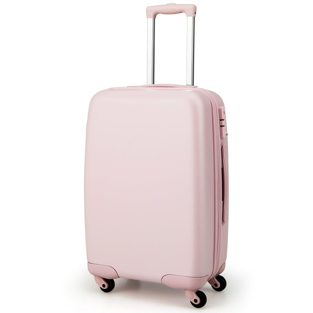 Costway Valise Cabine 20 Pouces en PC, Coque Rigide, Approuvée par les Compagnies Aériennes, Légère, Rose