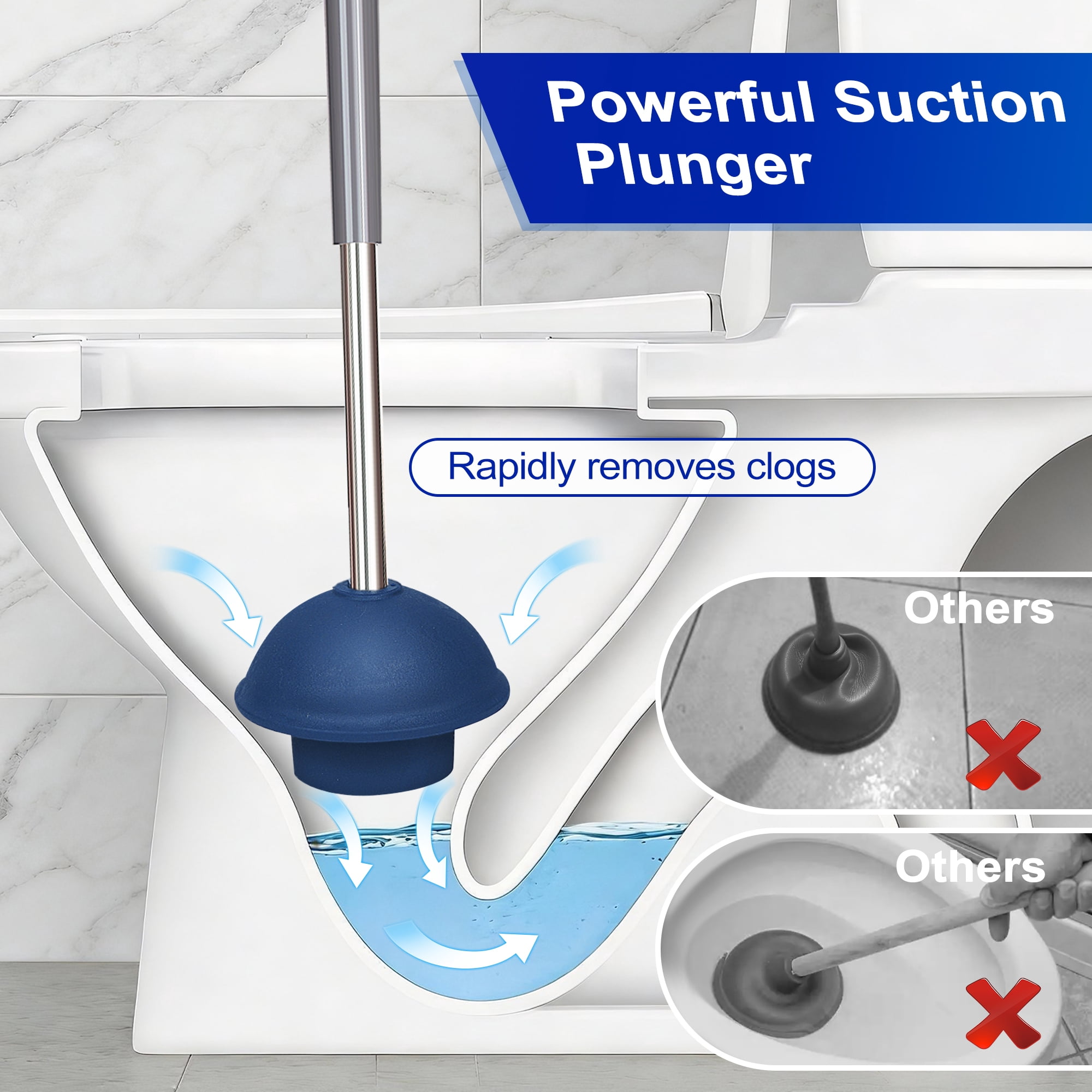 JEHONN Toilet Plunger and Brush Set with Holder and Hidden Tweezer (Gray)