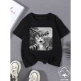 thumbnail image 1 of Boys' Dinosaur Chasing Cat Print Humorous Graphic Cotton T-Shirt - Soft, Stretchy, Comfortable Round Neck Short Sleeve Tee for - Perfect Gift for Casual Attire, Casual Wear | Round Neck Tee | Stretch, 1 of 6