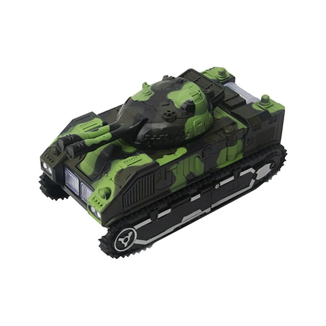 Auto Transforming Tank Toy Military Model Vehicle To Robot Conversion Walks With Sound Effects Led Lights Remote Control Gift For Boys Birthday Christmas Novelty Action Figure