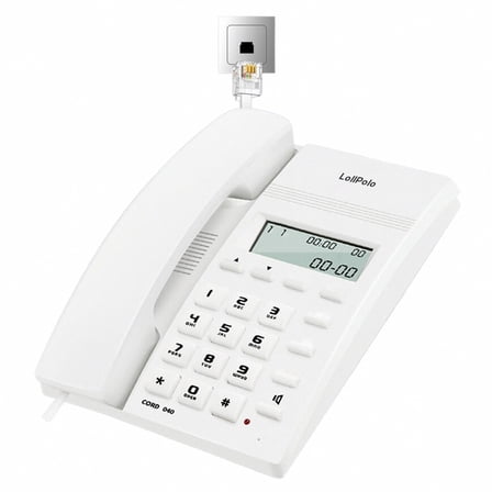LollPolo Telephone sets, Corded Phone with Speakerphone and Caller ID/Call Waiting, White