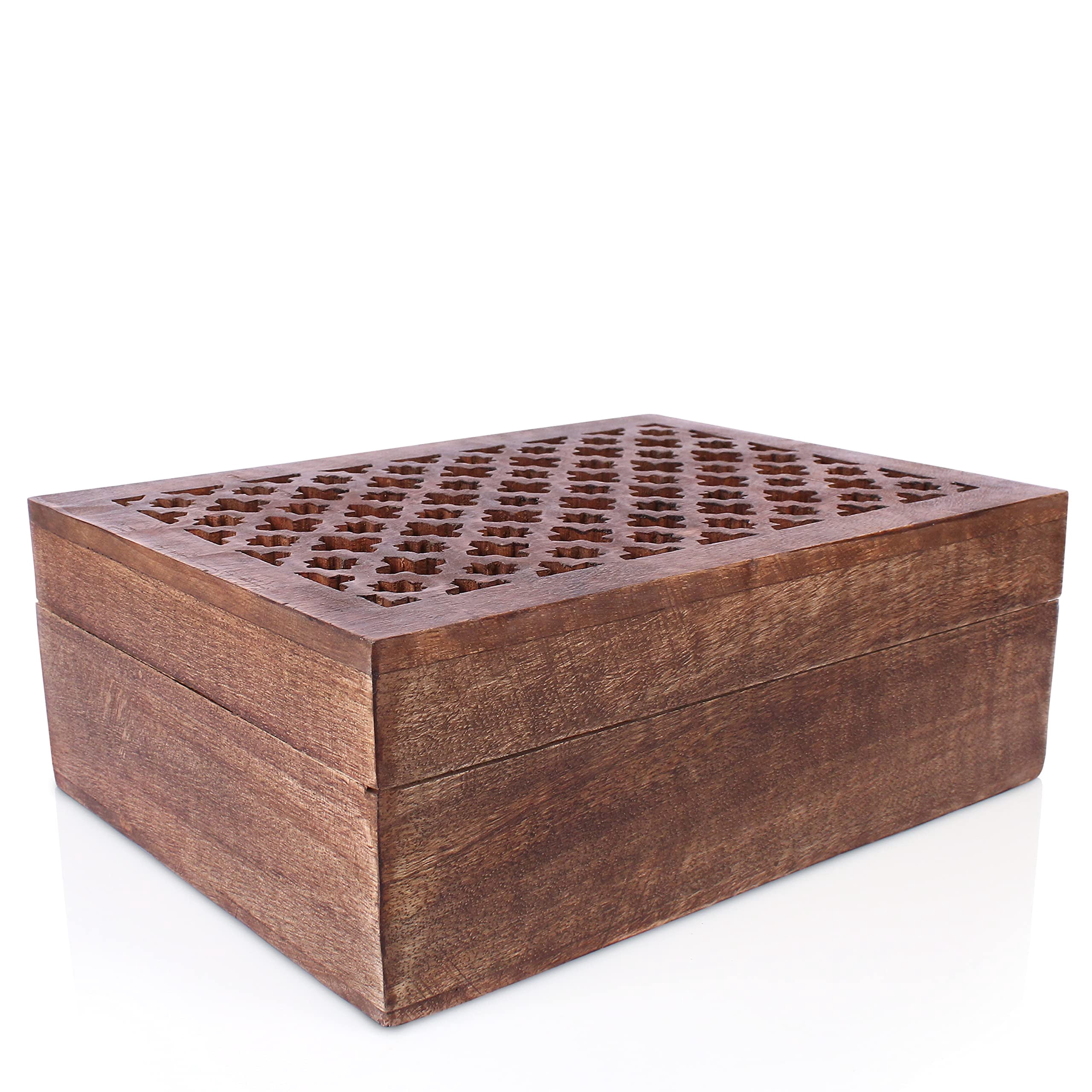 Mela Artisans Rustic Trellis Storage Box with Hinged Lid - Medium Polish, Extra Large