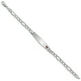 thumbnail image 2 of Bracelet Figaro Semi-Solide en Or Blanc 14K Forme Diamant Rouge Émail ID, 2 of 3