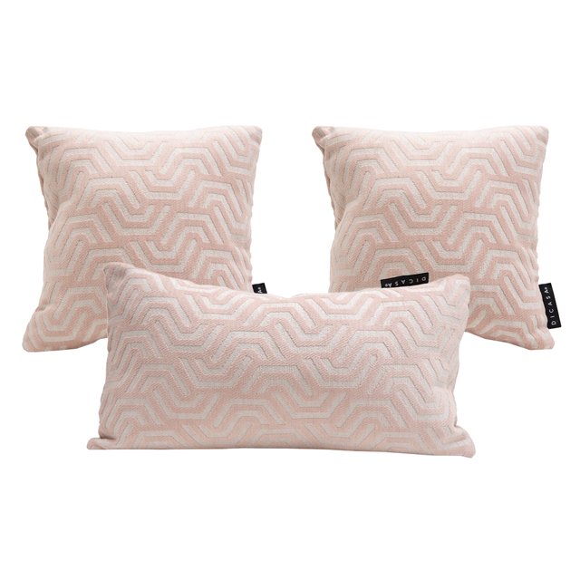 Cojines decorativos, 2 cuadrados chicos + 1 riñonera rectangular Dicasa GEO ALFA ZITA