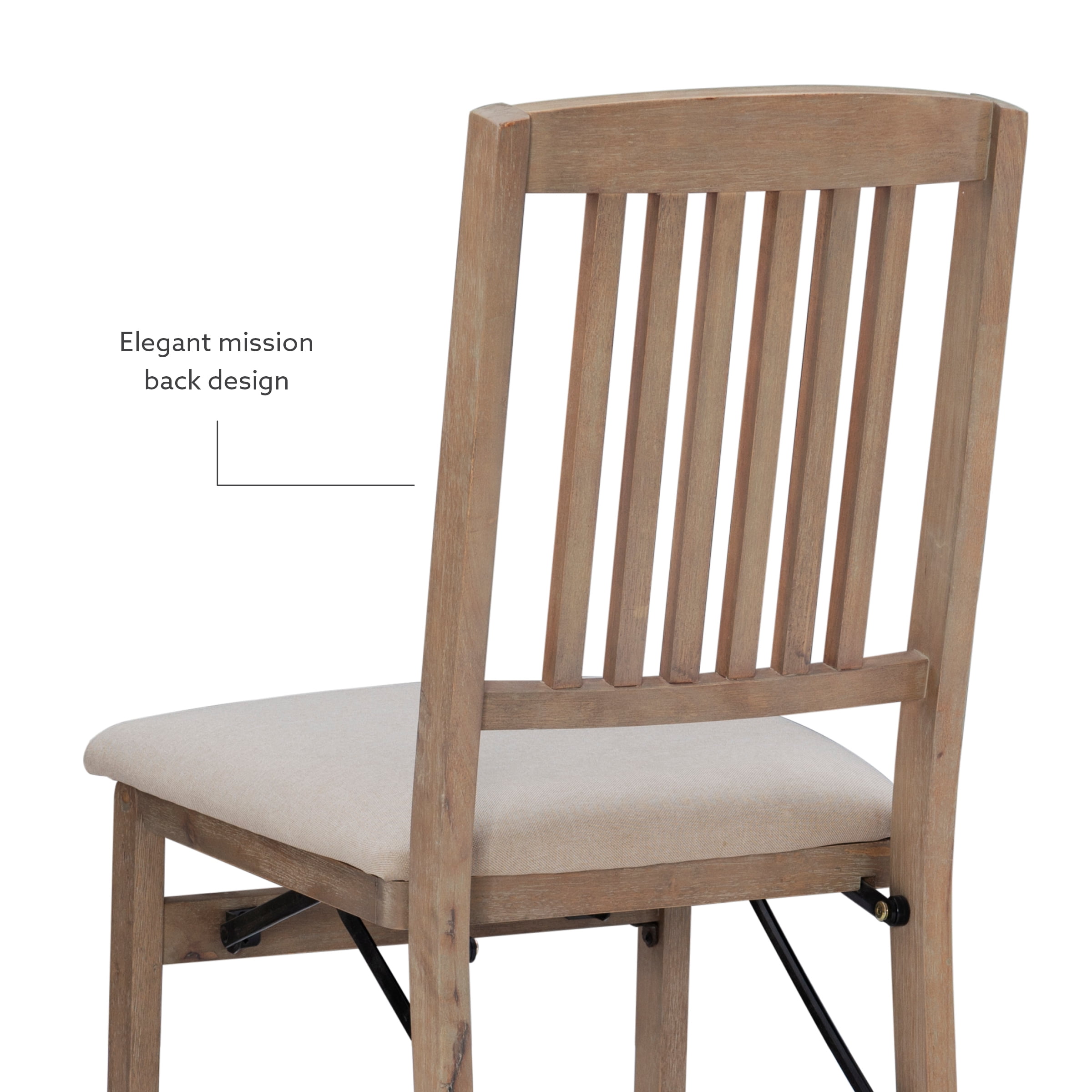 Linon Lafitte Folding Dining Chair, Set of 2, Graywash/Beige