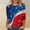 ♔002-Multicolor, variant on Women's Patriotic Print 3/4 Sleeve Top - Round Neck Loose Casual Blouse, Summer Tee, Independence Day Style