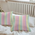 thumbnail image 4 of Colorful Striped Outdoor Pillow Covers Set of 2 Yellow Stripe Vintage Linen Texture Waterproof Throw Pillow Case Decorative Square Cushion Cover for Patio Couch Garden Balcony, 20"x20", 4 of 9